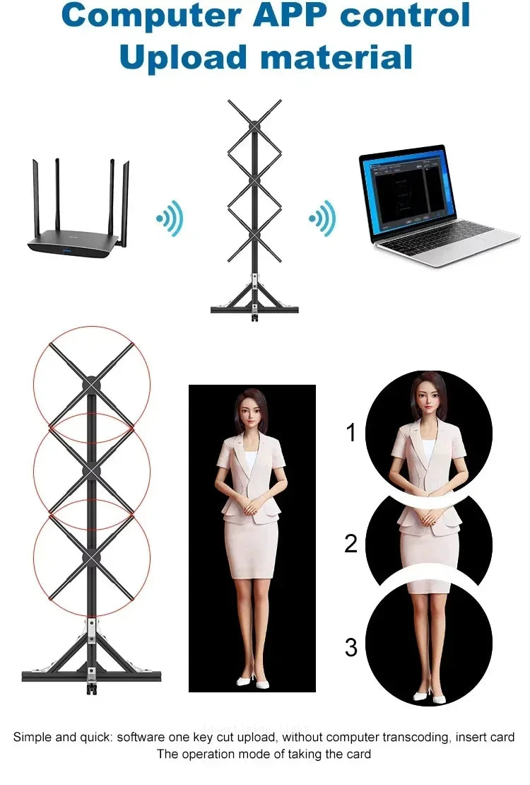 50-85CM 3D Hologram Projector Fan Display Advertising Logo Light Led Sign Holographic Lamp Three-Dimensional Projectors Lamp