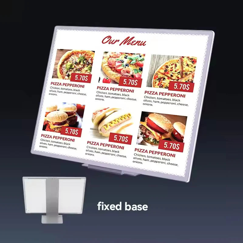 Ultra-Thin LED Advertising Light Box for Restaurant Cafe Tempered Glass Menu Display Board Luminous Price List Desktop Billboard