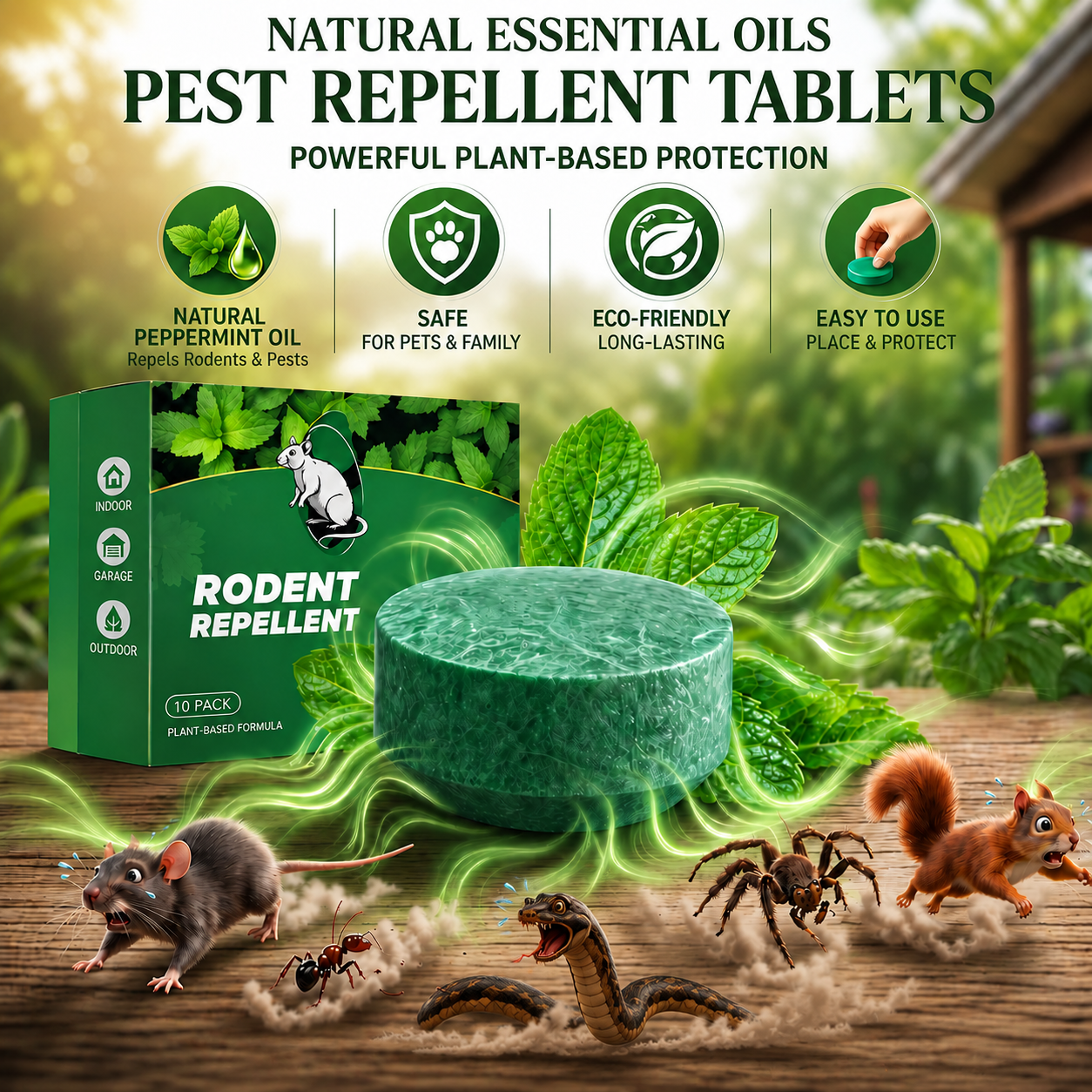 Natural Peppermint Rodent Repellent Tablets – 10 Pack