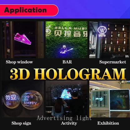 3D Hologram Fan WiFi 3D Holographic Projector Advertising Display HD Light Holographic Projector for Stores Bars Party Xmas