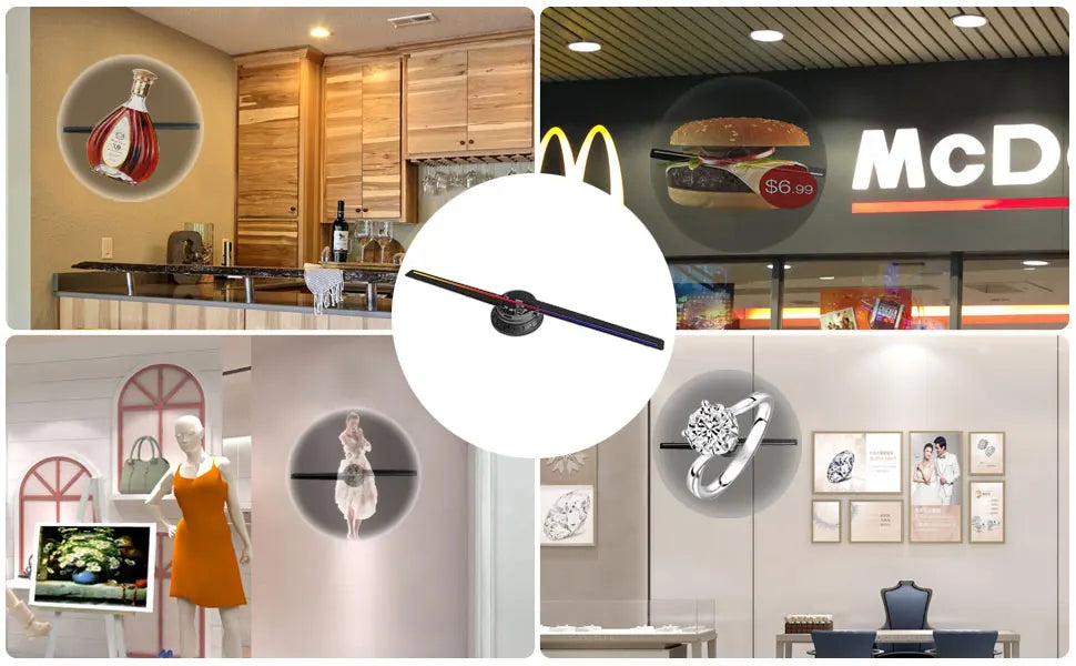 3D Hologram Fan WiFi 3D Holographic Projector Advertising Display HD Light Holographic Projector for Stores Bars Party Xmas