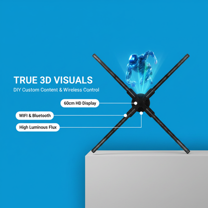 60cm Hologram 3D Fan LED Logo Creative Advertsing Light DIY Custom Holographic Projection Neon Support WIFI Bluetooth Controll