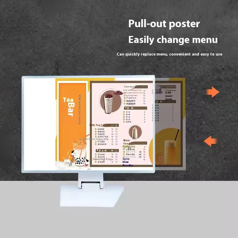 Ultra-Thin LED Advertising Light Box for Restaurant Cafe Tempered Glass Menu Display Board Luminous Price List Desktop Billboard
