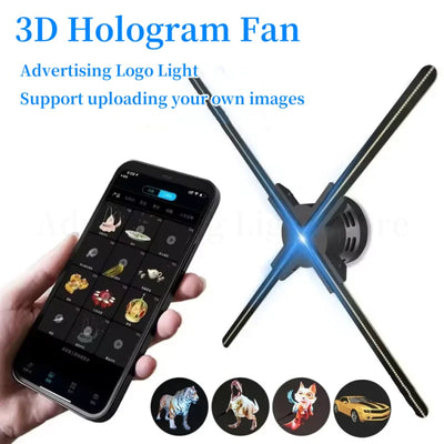 50-85CM 3D Hologram Projector Fan Display Advertising Logo Light Led Sign Holographic Lamp Three-Dimensional Projectors Lamp
